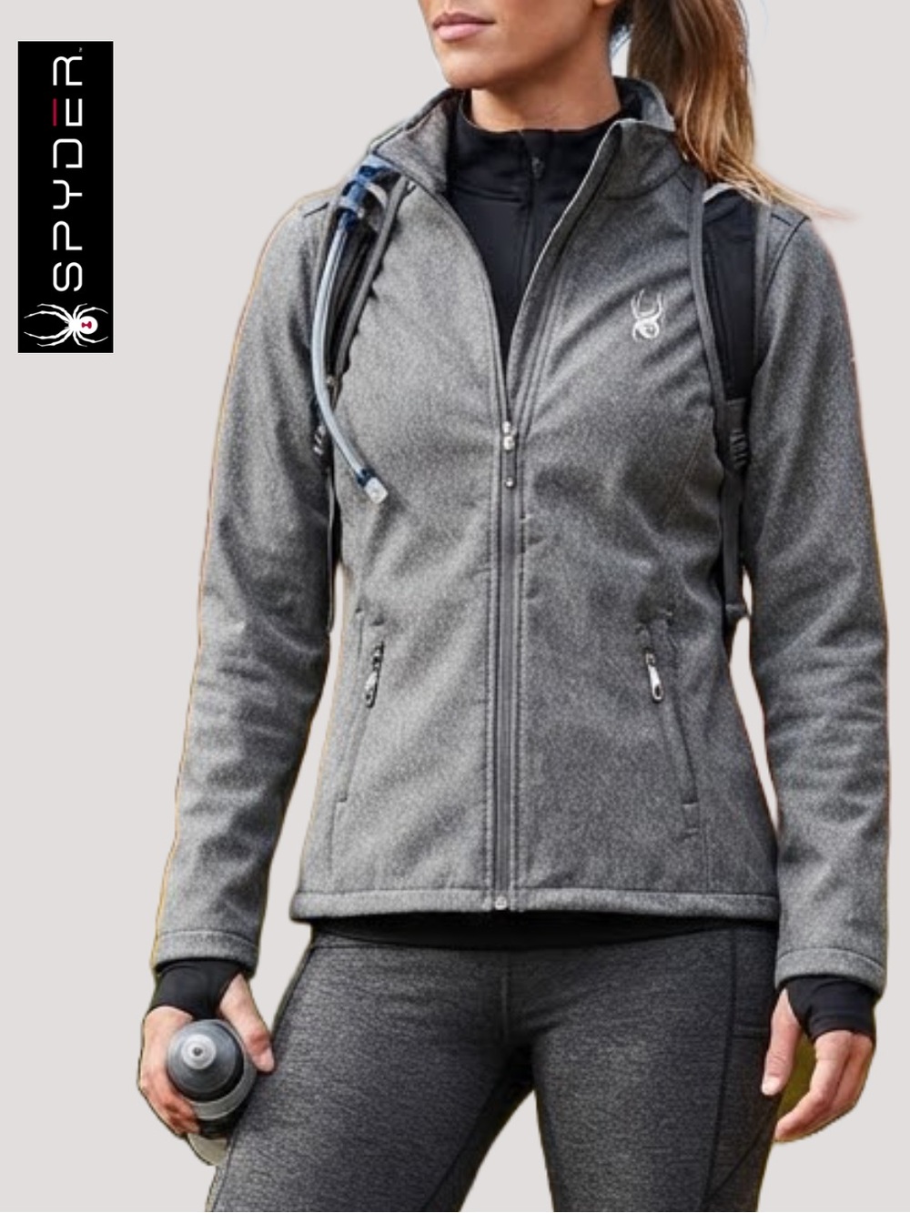 Jacket • Like New
Spyder • Women's Grey Softshell Full-Zip Fleece-Lined Jacket